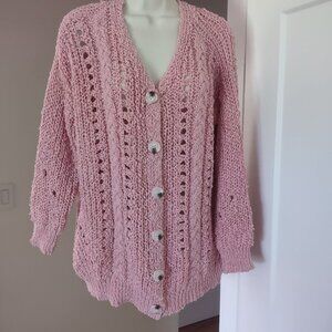 Adora Oversized Dusty Pink Rose Open Knit Cardigan Sweater Size S/M